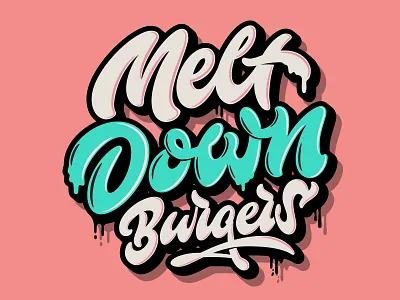 Melt Down Burger brush handmade lettering letters logo logotype script typeface typism typography