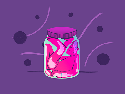 Stuck Inside 2d can character despair glass guy illustration inside pink prison reflection stuck