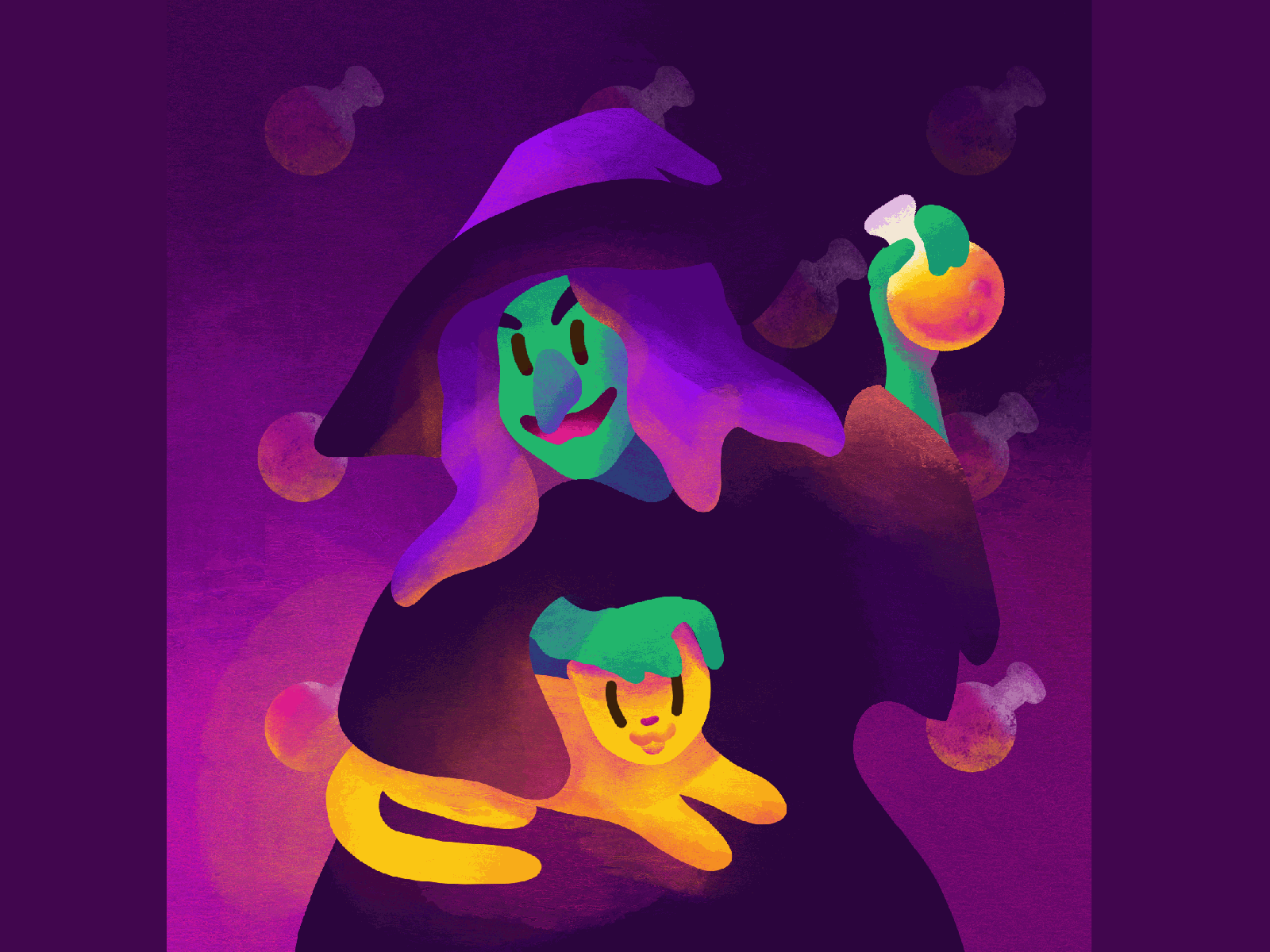 Witch Clarissa. The VIVO, card game animation animation 2d animation design art artist card cat colorful craft design gradient graphic design illustration illustration design magic procreate procreate app procreate art ui witch