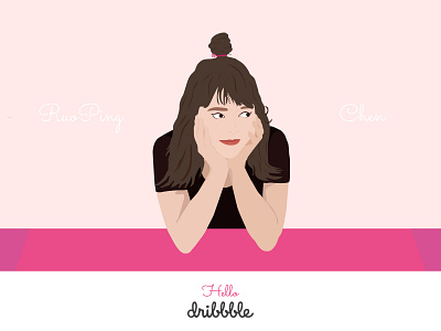 Hello Dribbble! character first shot flat girl hello hello dribbble illustraion lady me person personal ui vector woman