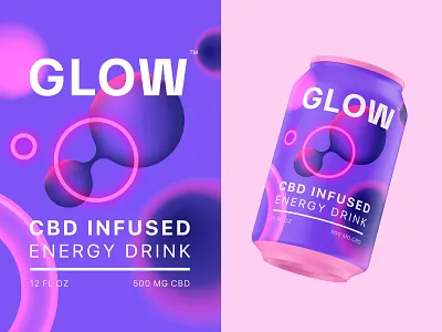 GLOW CBD abstract beverage brand identity branding can cbd energy drink glow gradient identity design packaging packaging design visual identity