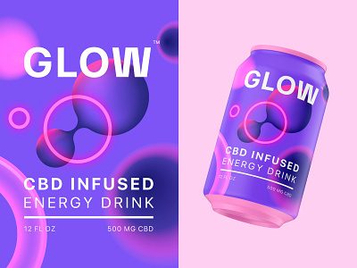 GLOW CBD abstract beverage brand identity branding can cbd energy drink glow gradient identity design packaging packaging design visual identity