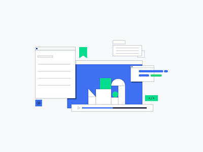 Lisk- Content Illustration blog branding code design illustration media play ui vector