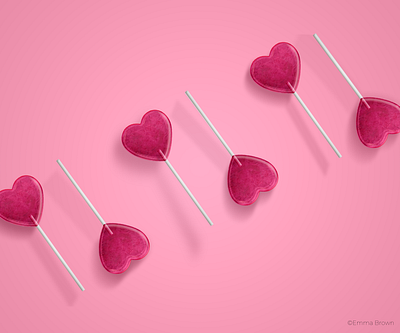 Heart Lollipops (Valentines Dribble Rebound) adobe adobe photoshop candy design dribbbleweeklywarmup dribble shot graphic design hearts lollipop photoshop pop rebound valentines valentines day