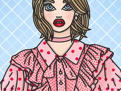 Dotty for Love candy doll club fashion illustration fashion illustrator freckles illustration polka dots red lipstick romantic valentines valentines day