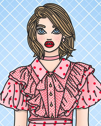 Dotty for Love candy doll club fashion illustration fashion illustrator freckles illustration polka dots red lipstick romantic valentines valentines day