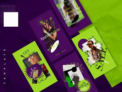 Purple Green asymmetric Brutalist story asymmetric brutalist design fashion girl green hypebeast instagram layout product design purple shop socialmedia story style template theme
