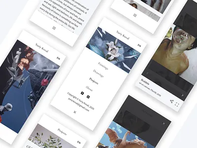 Mobile Adaptive for an Artist's Website design elegant galery mobile navigation simplicity typogaphy uidesign uxdesign webdesign
