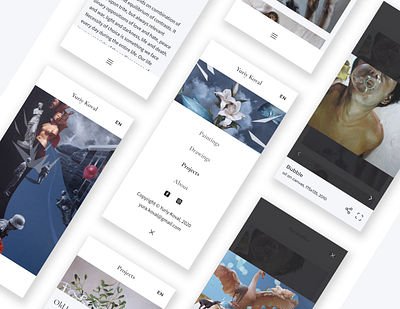Mobile Adaptive for an Artist's Website design elegant galery mobile navigation simplicity typogaphy uidesign uxdesign webdesign