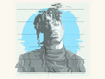 Juice Wrld Vector Portrait adobe illustrator album cover glitch glitch art glitch effect glitch vector glitchy portrait vector vector portrait