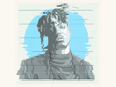 Juice Wrld Vector Portrait adobe illustrator album cover glitch glitch art glitch effect glitch vector glitchy portrait vector vector portrait