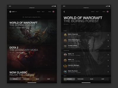Lootspot black brand catalog clean design game helvetica marketplace minimal platform saas tablet typography ui ux web website