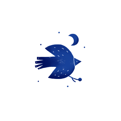 Blue Bird abstract bird blue hand made illustration illustrator moon nature nature illustration night sky stars texture