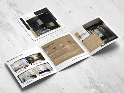 Square Trifold Interior Brochure Template branding brochure brochure template creative design graphic graphic design illustration photoshop print square template trifold brochure vector