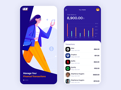 Finance App analytics app bars chart clean dashboad finance mobile ui ux wallet