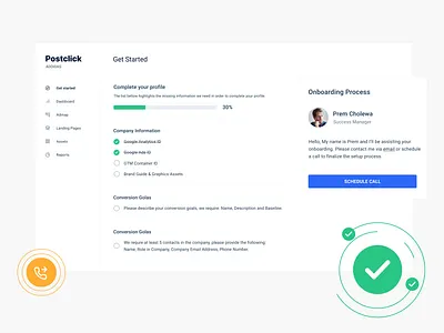 Postclick Get Started design system product design user interface