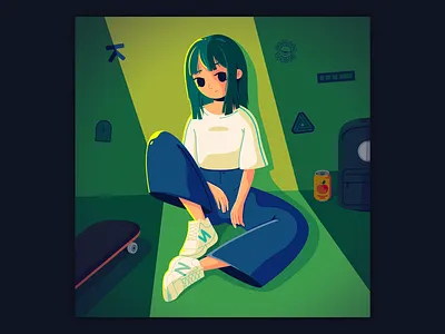 untitled character cute fashion illustration new balance peach skateboard street style vector