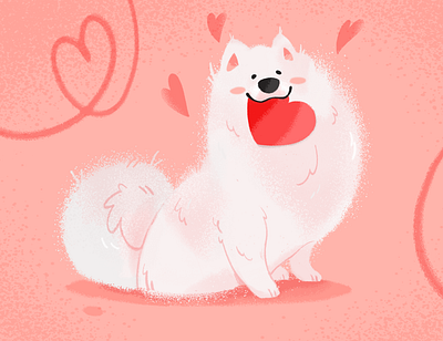 Valentine Poodra art cute cute animals dog exited fluffy heart illustration ipad pro love procreate romance stepdraw valentines white