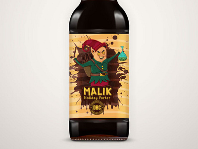Malik Porter bottle beer beer art beer label bottle branding christmas creature elf illustration mockup
