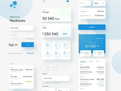 Banking App Interface elements adobe xd app banking interior kit minimal ui