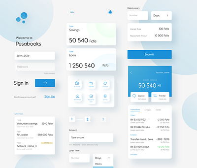 Banking App Interface elements adobe xd app banking interior kit minimal ui