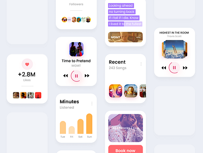 Apple Watch UI - Music App - Lightmode app clean color design light mode minimal product ui ui ux ux watch