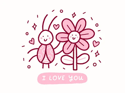 Bug & Flower Love cute drawing illustration ipadpro love procreate