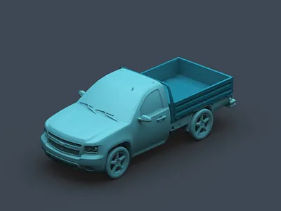 pickup truck_ Isometric 3d 3dpickup car chevrolet green illustration maya modeling pickup render