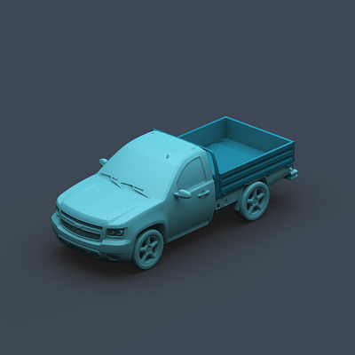 pickup truck_ Isometric 3d 3dpickup car chevrolet green illustration maya modeling pickup render