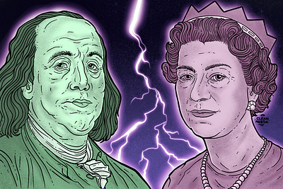 US v UK bills illustration illustrator money notes procreate queen uk usa washington