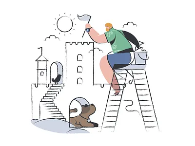 Mixology illustrations beach building castle character character design design dog figma illustration illustrator landing page people sand sketch ux vector