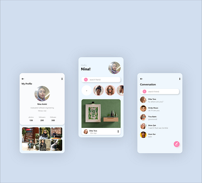 profile adobe xd app design flat minimal ui ux web