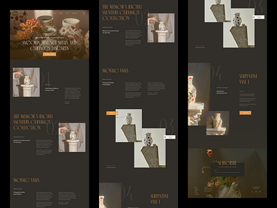 Vazze Website Full View ceramics design ecommerce ecommerce design layout minimal modern photography typography vases web design website whitespace