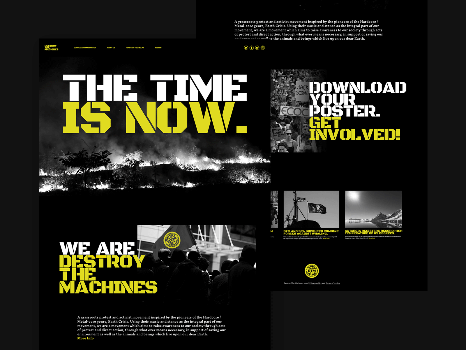 DESTROY THE MACHINES - Homepage Website design experiment graphic design illustration illustrator landing landing page typography ui ux ux design website xd xd design