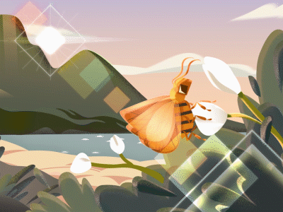 Greenlands beach butterfly gif illustration motiongraphics nature