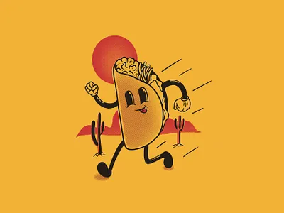 Speedy Taco 1930s cartoon cartoon character character fastfood illustration mexican retro retro logo taco tacos texture vintage