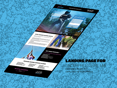 Under Pressure Mia Landing Page benchmark conversion optimization deployment isometric landing page landing page concept landing page design miami one page pressure washing services page sketch sketch app ui underpressure mia wordpress