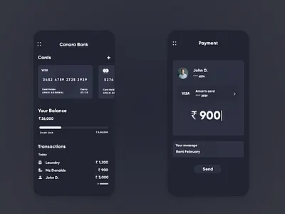 Bank Dark Theme Design adobexd app design bank app banking app branding design dribbble interaction payment uiux ux