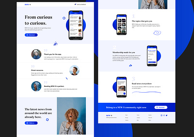 NEW-S App Landing Page Design (Full Design) app branding bright graphic design identity landing design landing page landing page concept landing page design landing page ui landing pages landingpage logo news news app newsfeed ui ux vector web