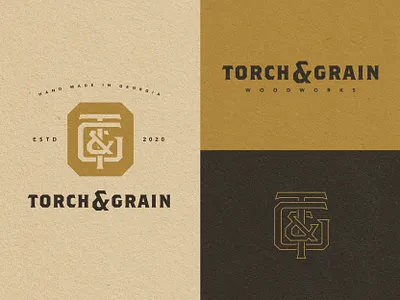 Torch & Grain - Branding ampersand badge brand identity branding design georgia graphic design logo monogram vintage woodworking