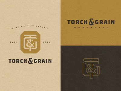 Torch & Grain - Branding ampersand badge brand identity branding design georgia graphic design logo monogram vintage woodworking