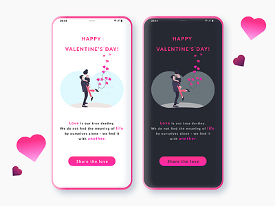 Valentin s day - Mobile UI kit dark dark ui design design inspiration heart light light ui love mobile mobile app mobile design mobile ui roses share the love userinterface userinterfacedesign userinterfaces valentines day