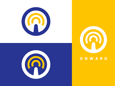 Onward Logo Branding - Driverless Car Logo blue brand identity branding concept dailylogochallenge design dribbble driverless car flat logo logodesign monogram onward self driving symbol vector yellow