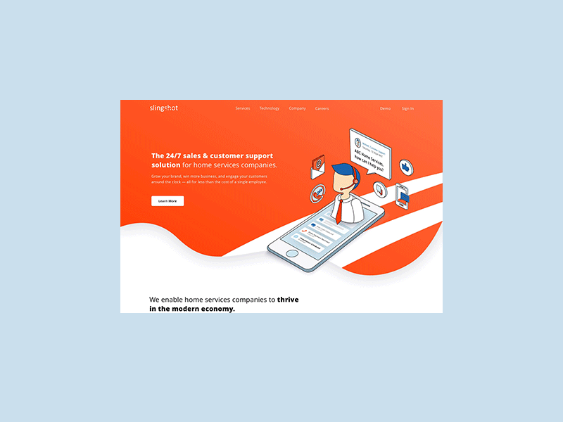 Slingshot - Home gif animated illustration responsive web design ui ux web design