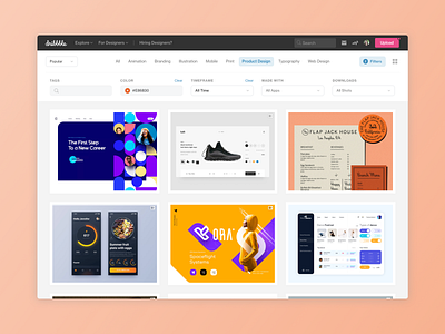Exploring Shots on Dribbble filter ui filtering filters search search results searching shots usability testing user research