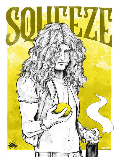 Robert Plant: Squeeze illustration led zeppelin lemon pen and ink portrait procreate robert plant squeeze vintage