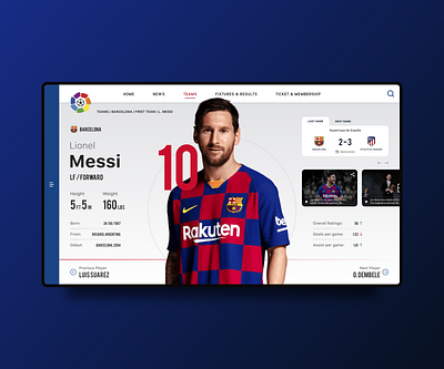 Laliga Player Profile barcelona concept laliga messi player profile ui uidesign