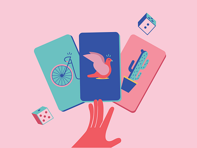 Tarot Cards animation bicycle cactus cards character characterdesign colors dices illustration logo pets pigeon tarot vector