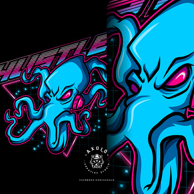 HUSTLER alien branding branding design cartoon character character design design futuristic icon illustration neon octopus retro sea creature vector