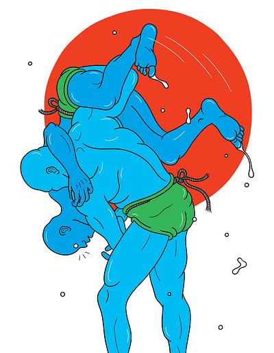 Bodyslam artwork bodyslam design draw drawing fight graphic grapple illustration illustrator japan japanese art judo outline sumo vector